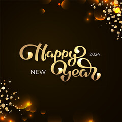 Happy New Year Vector Lettering illustration on black background