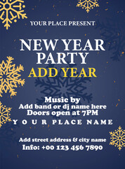 New year party poster flyer or social media post design - obrazy, fototapety, plakaty