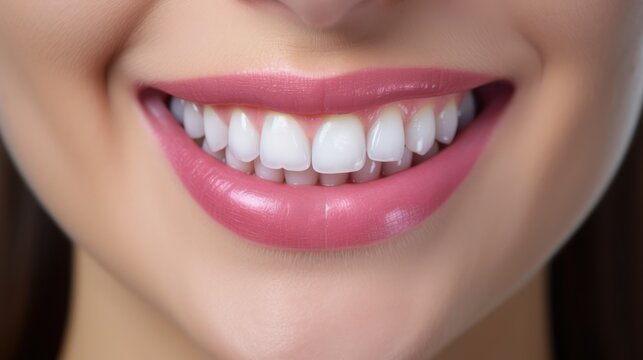 Create a picture of real human teeth, happy and clean teeth 