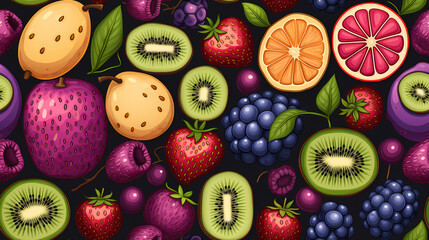 Fruit tropical illustration wallpaper seamless pattern background. Colorful minimalism style. Tiling cover wallpaper.