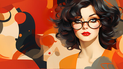 Abstract face of a beautiful woman seamless illustration, pattern in the style of Colorful Minimalism