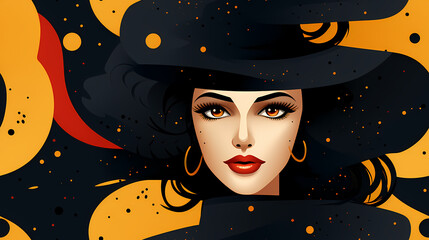 Abstract face of a beautiful woman seamless illustration, pattern in the style of Colorful Minimalism