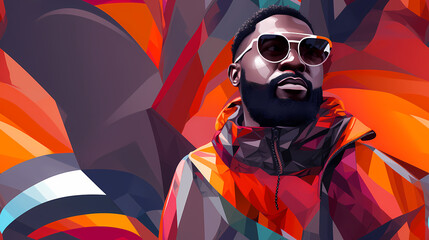 Abstract face of a man seamless illustration, pattern in the style of Colorful Minimalism