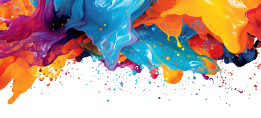 Abstract colorful art colors splashes background illustration - Colorful acrylic paint splashing isolated on white background on transparent background.