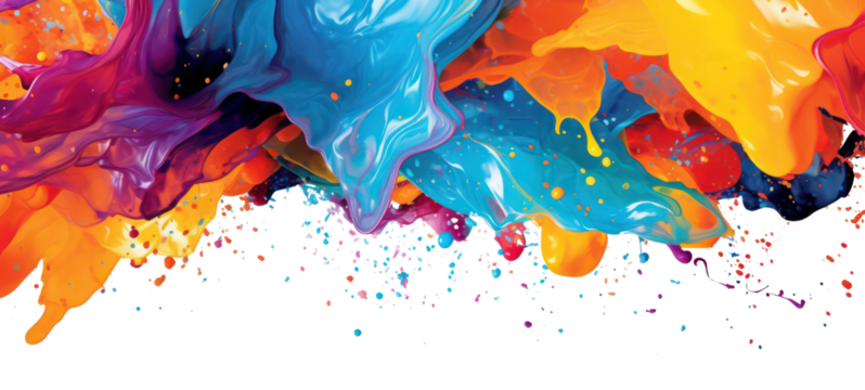 Abstract colorful art colors splashes background illustration - Colorful acrylic paint splashing isolated on white background on transparent background.