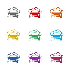 Car wash icon isolated on white background. Set icons colorful