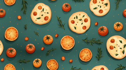 Funny seamless pattern with pizza, on a background. It can be used for packaging, wrapping paper, textile, home decor