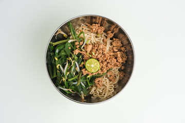 Mie Kangkung is popular food from Betawi, Jakarta. Noodle served with water spinach,soy braised...