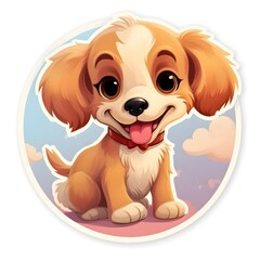 Design a cheerful sticker featuring a cute animal, like a smiling bunny or a playful puppy, for the birthday cards