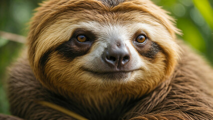 Naklejka premium close up of a sloth in the wild