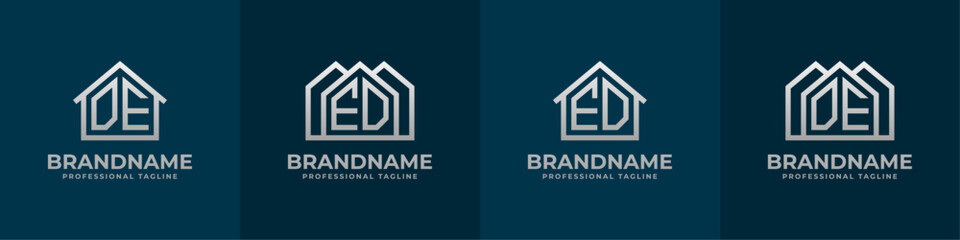 Letter DE and ED Home Logo Set. Suitable for any business related to house, real estate, construction, interior with DE or ED initials. - obrazy, fototapety, plakaty