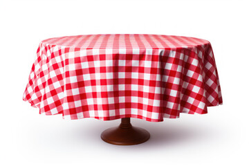 red and white checkered tablecloth on round table