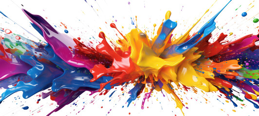 Abstract colorful art colors splashes background illustration - Colorful acrylic paint splashing isolated on white background on transparent background.