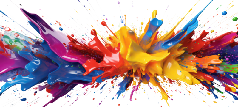 Abstract colorful art colors splashes background illustration - Colorful acrylic paint splashing isolated on white background on transparent background.