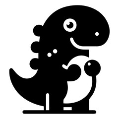minimal Funny cartoon dinosaur vector silhouette, silhouette, black color, white background