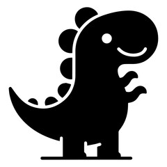 minimal Funny cartoon dinosaur vector silhouette, silhouette, black color, white background