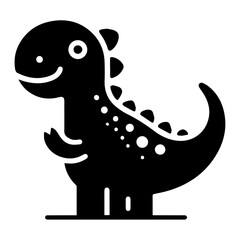 minimal Funny cartoon dinosaur vector silhouette, silhouette, black color, white background