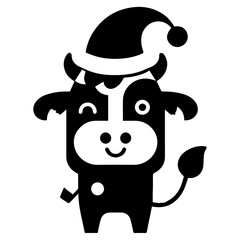 minimal funny cow flat character vector silhouette, silhouette, black color, white background