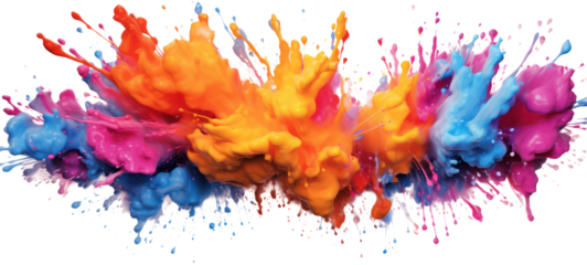 Abstract colorful art colors splashes background illustration - Colorful acrylic paint splashing isolated on white background on transparent background.