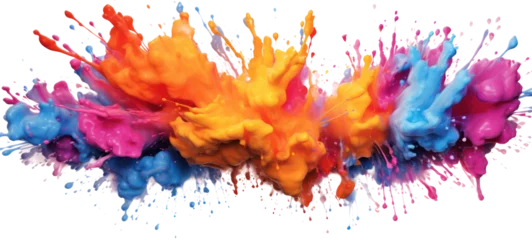 Gordijnen Abstract colorful art colors splashes background illustration - Colorful acrylic paint splashing isolated on white background on transparent background. © bird_saranyoo