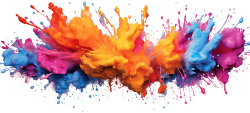 Abstract colorful art colors splashes background illustration - Colorful acrylic paint splashing isolated on white background on transparent background. - Powered by Adobe