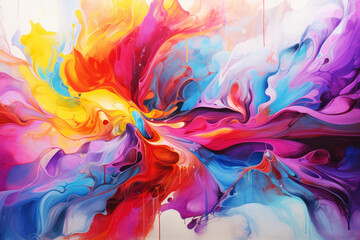 Obraz premium Abstract mixed colors paint flow background. Wavy vibrant wallpaper