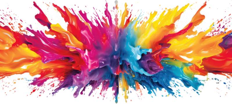 Abstract colorful art colors splashes background illustration - Colorful acrylic paint splashing isolated on white background on transparent background.