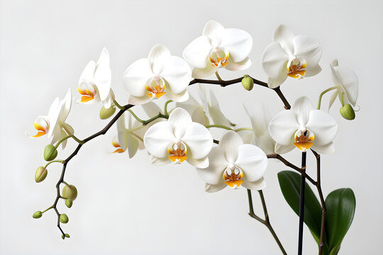 white orchids on a white background - Generative AI