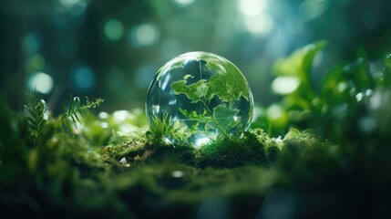 The earth is wrapped in a green film, Front view, soft focus photography, artistic magicism, 16k,...