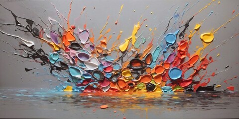 Acrylic paint colorful splash in 3d background - obrazy, fototapety, plakaty