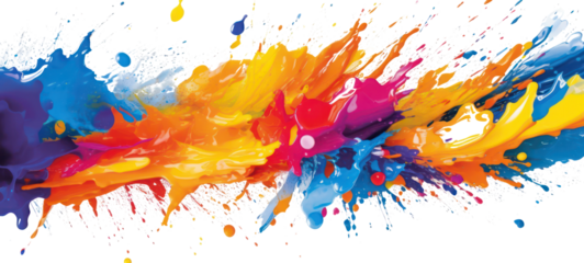 Abstract colorful art colors splashes background illustration - Colorful acrylic paint splashing isolated on white background on transparent background.