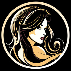 Mysterious beautiful girl with long hair and makeup, advertisement for beauty salon