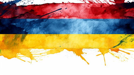 The flag of Armenia is drawn in ink on a white background. Abstract grunge background. Symbolic modern drawing.