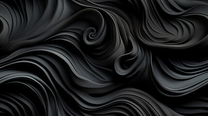 Black gypsum interior seamless background, line wave wall in a retro style - obrazy, fototapety, plakaty
