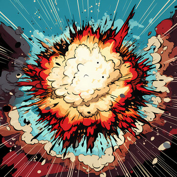 Explosion burst retro style comic book, background.