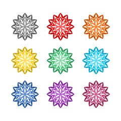Mandala color icon isolated on white background. Set icons colorful