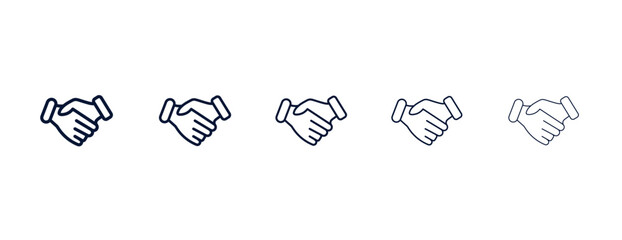 shaking hands outline icon. Black, bold, regular, thin, light icon from business collection. Editable vector isolated on white background - obrazy, fototapety, plakaty