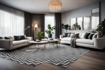 Modern interior design of living room with sofa
