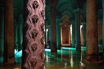 The Basilica Cistern, or Yerebatan Sarayi, is the ancient underground water reservoir beneath Istanbul city, Turkey - 698192908