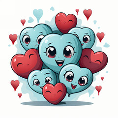 Red heart isolated on background. Pop art vintage style Sticker for comics.