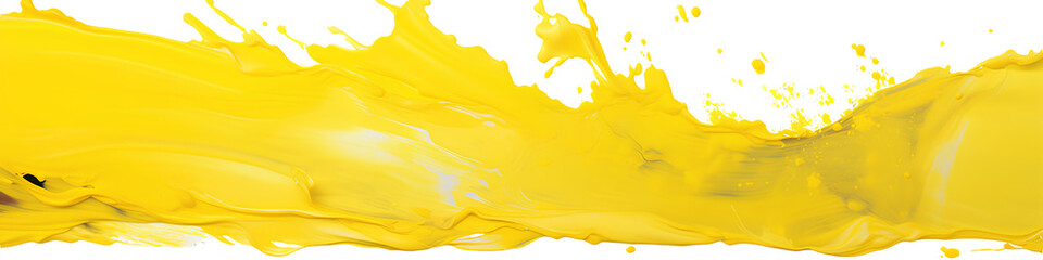 Yellow stroke of oil paint on transparent background PNG