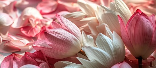 Beautifully folded pink and white lotus petals for worship.