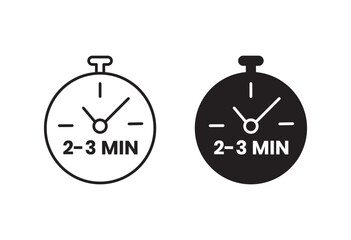 2 to 3 Minutes preparation icon set. vector illustration