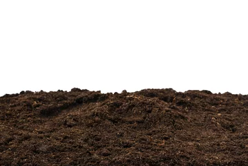 Poster Soil for plant isolated on white background. © Nikolay