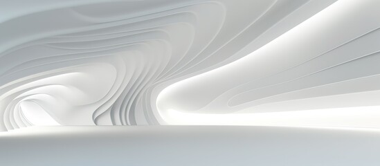 Obraz premium 3D geometric abstract wave futuristic light white background. 3d tunnel background. Halway background. alleyway background.