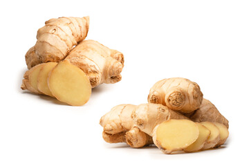 Ginger root isolated on white background.