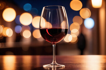 A glass of red wine on a blurred background