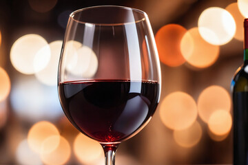 A glass of red wine on a blurred background