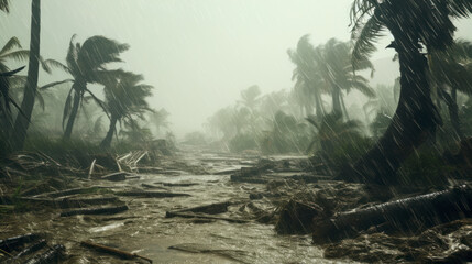 Devastating hurricane in tropics - obrazy, fototapety, plakaty