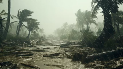 Fotobehang Devastating hurricane in tropics © Kondor83
